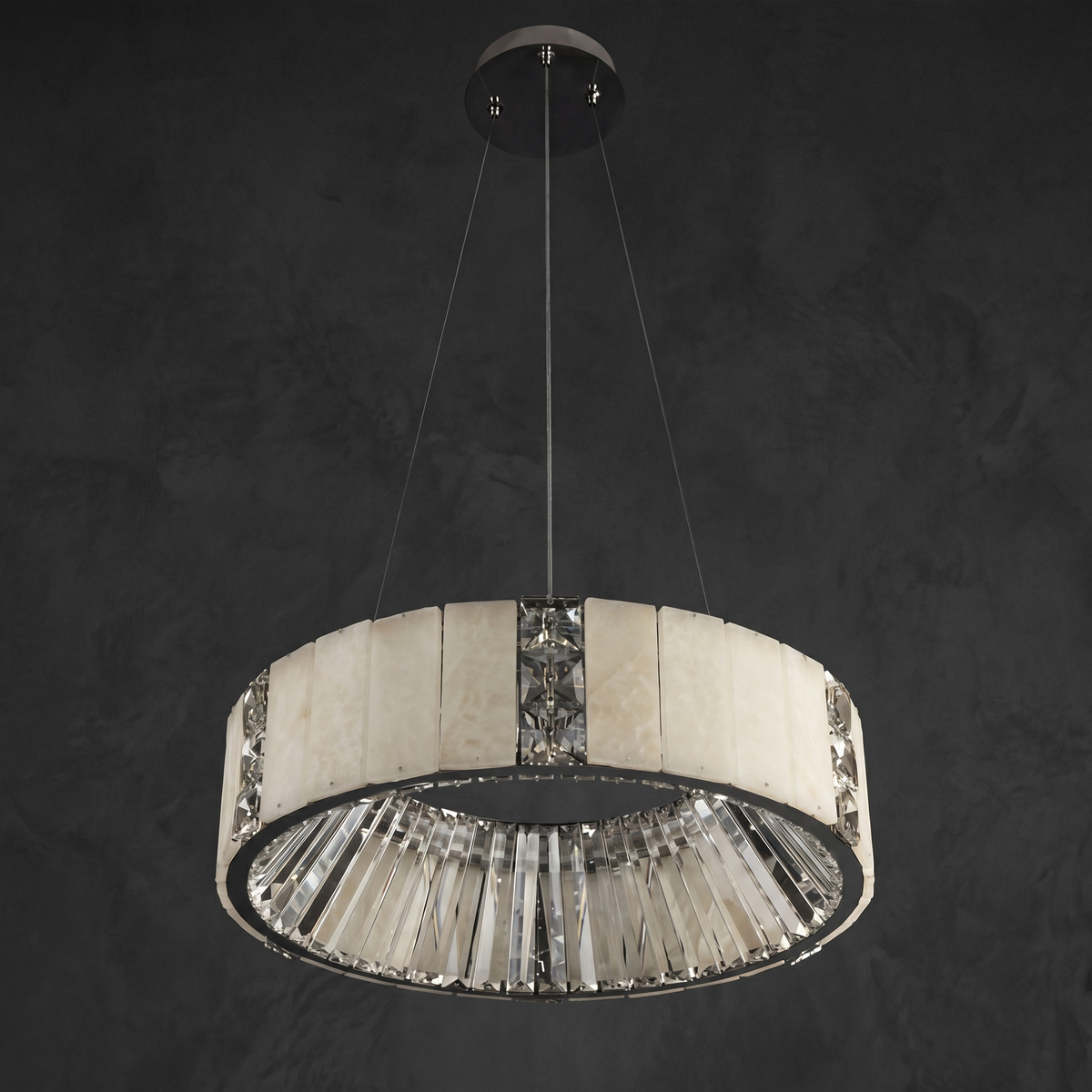 Paeen Modern Alabaster Round Drum Chandelier