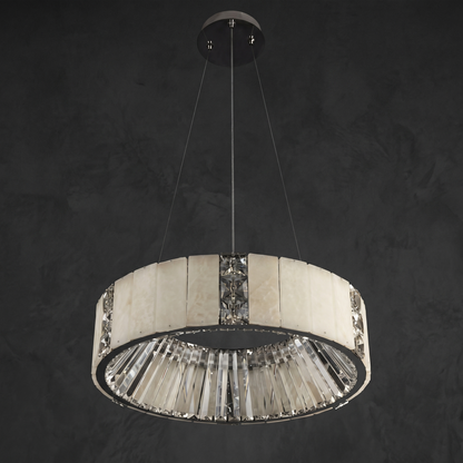 Paeen Modern Alabaster Round Drum Chandelier