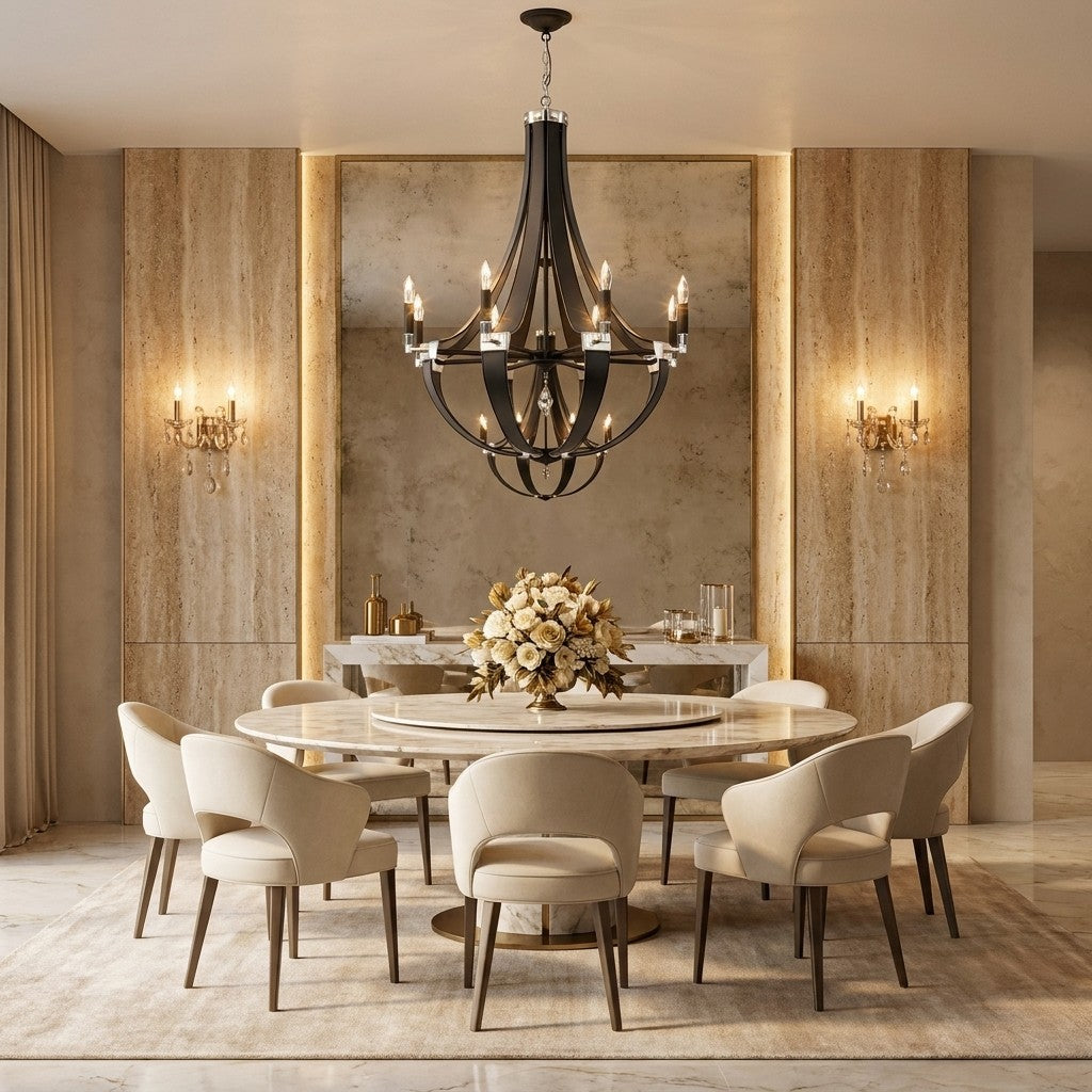 Crystal Empire Chandelier 30"