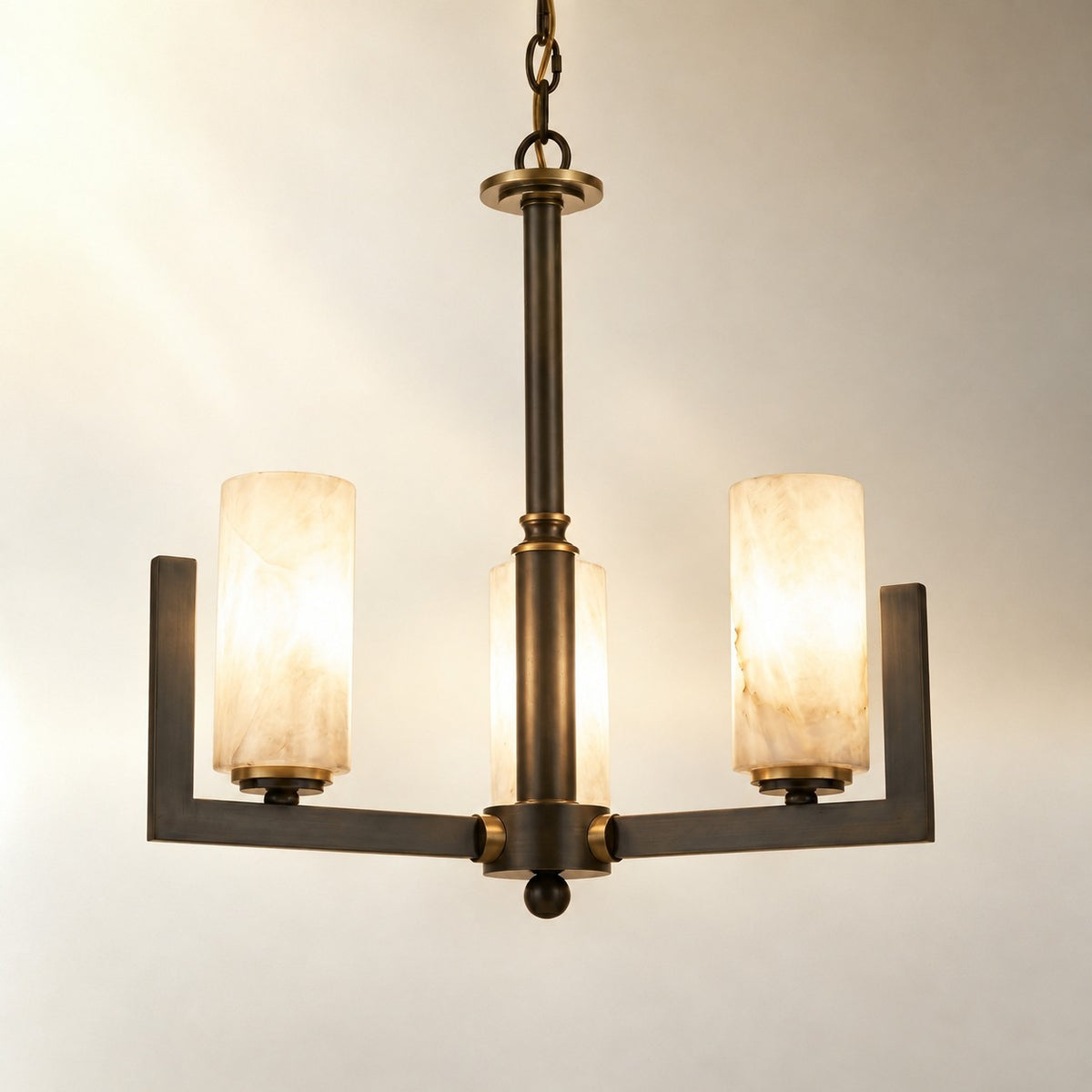 Cylinder 3-arm Alabaster Pendant Light