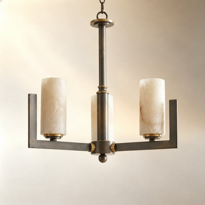 Cylinder 3-arm Alabaster Pendant Light