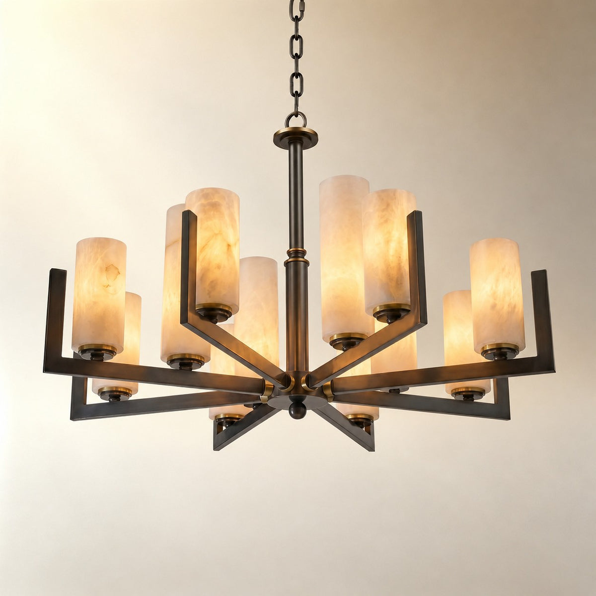 Cylinder 3-arm Alabaster Pendant Light
