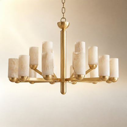 Cylinder Shade Alabaster Pendant Light