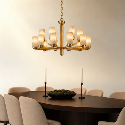 Cylinder Shade Alabaster Pendant Light