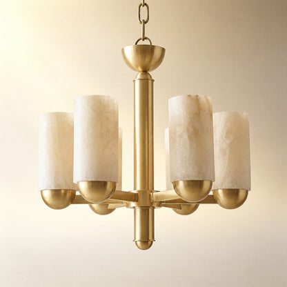 Cylinder Shade Alabaster Pendant Light