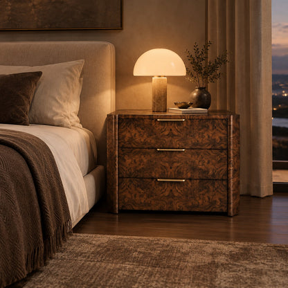 Sculptural Burl Wood Bedside Table