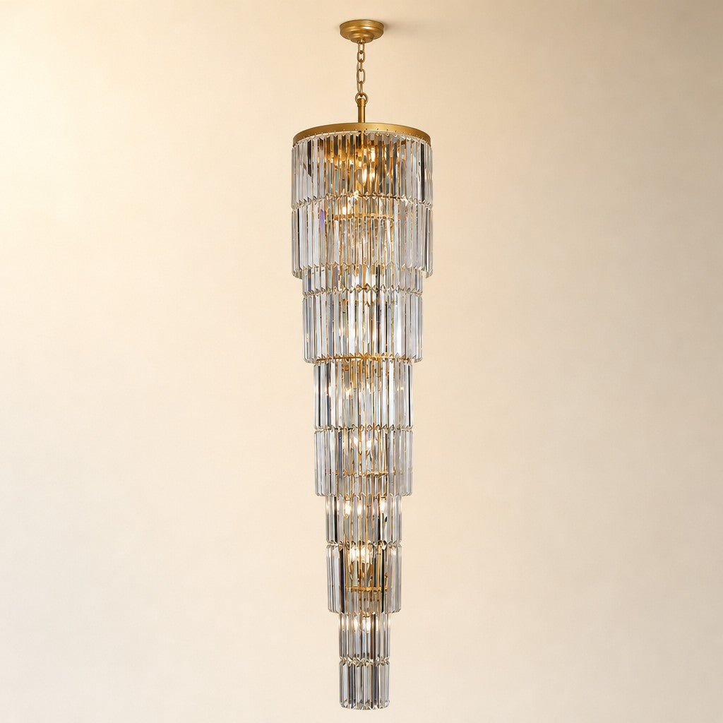 D500 Striped Crystal Stair Light - Gold