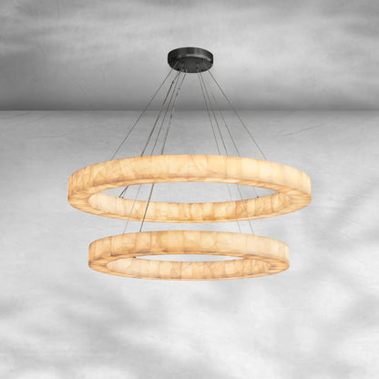 Riora 2-Tier Round Calcite Chandelier 60"