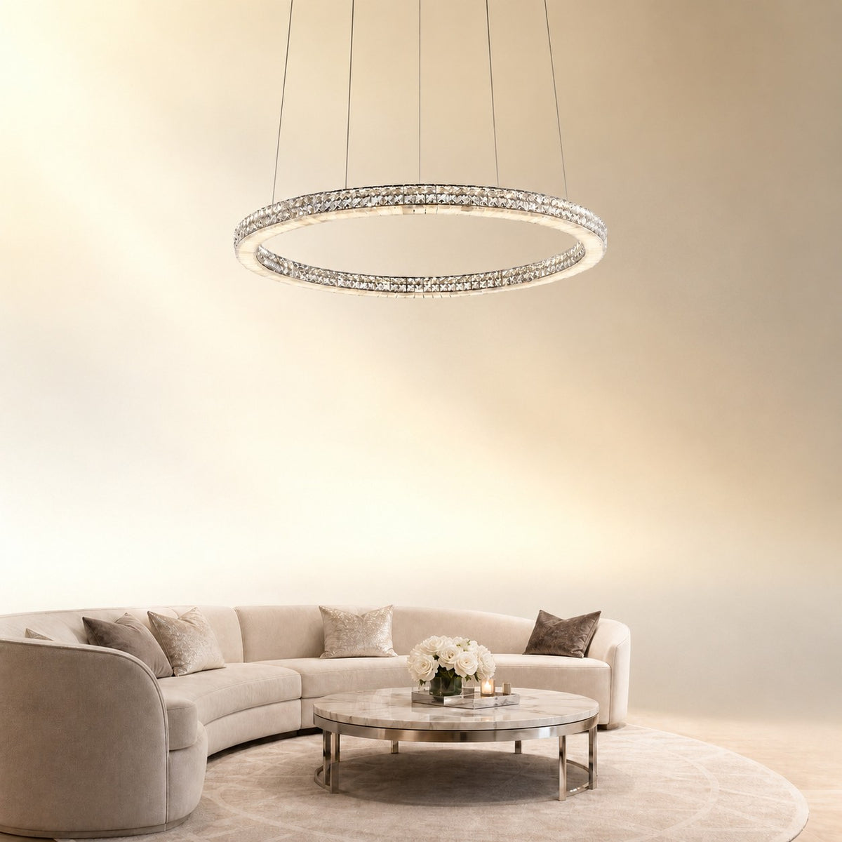 Daerin Crystal and Alabaster Chandelier