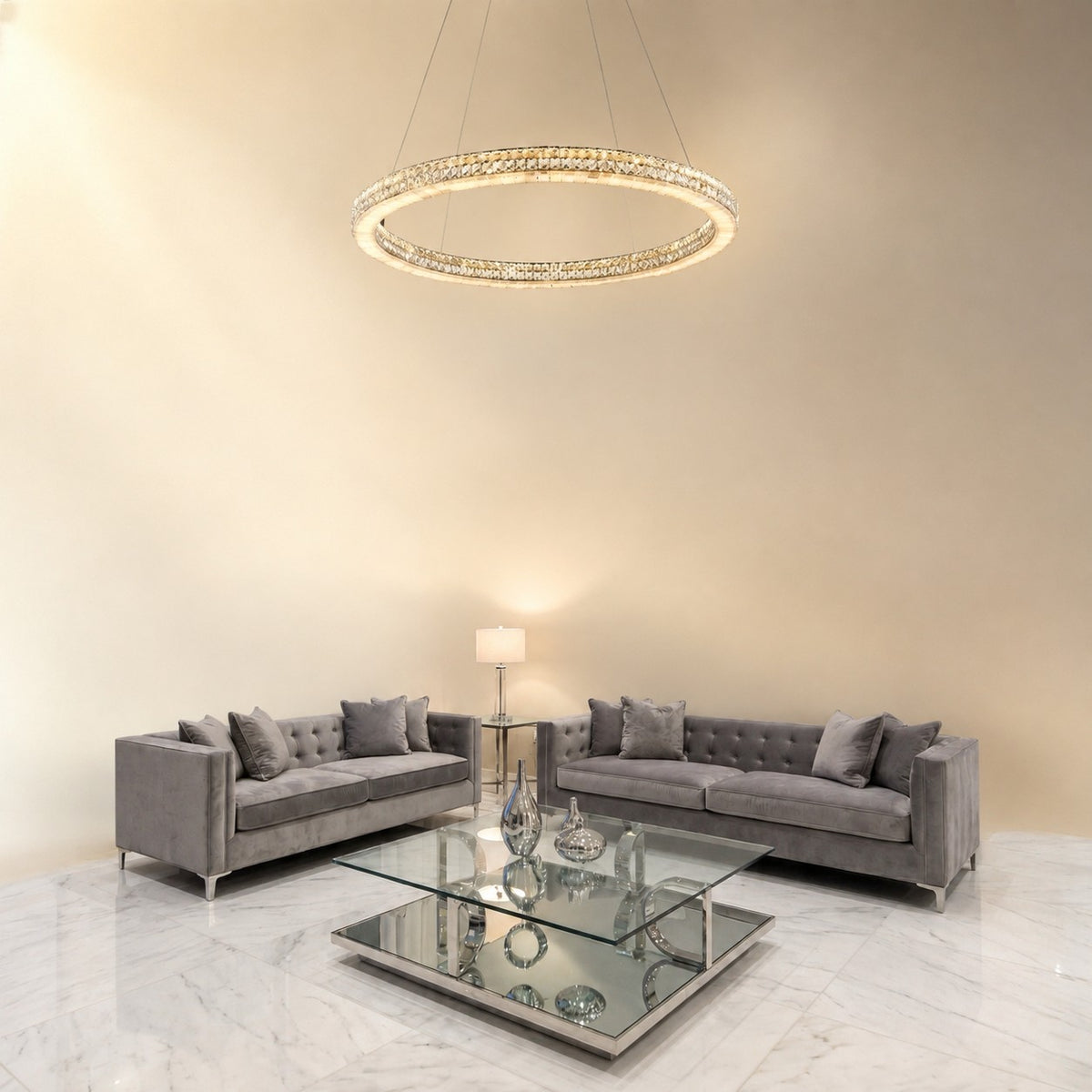 Daerin Crystal and Alabaster Chandelier
