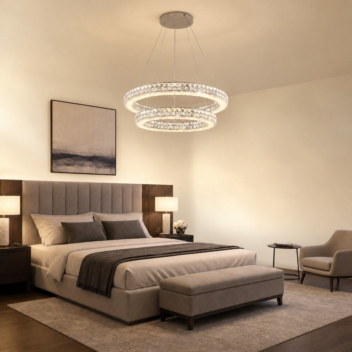 Daerin Crystal and Alabaster Chandelier