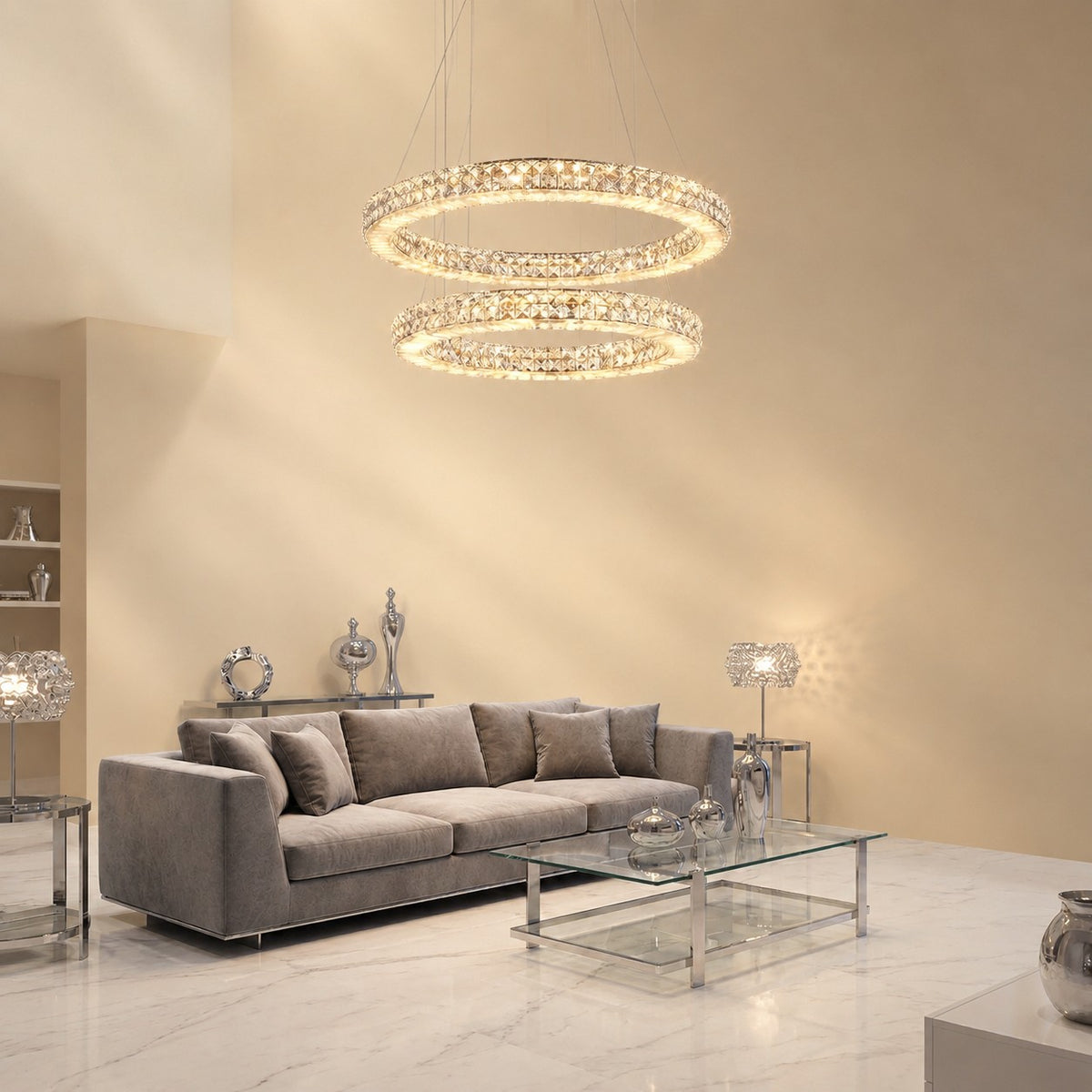 Daerin Crystal and Alabaster Chandelier