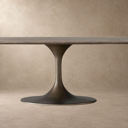 Happyarcadian Steel Base Marble Surface Dining Table