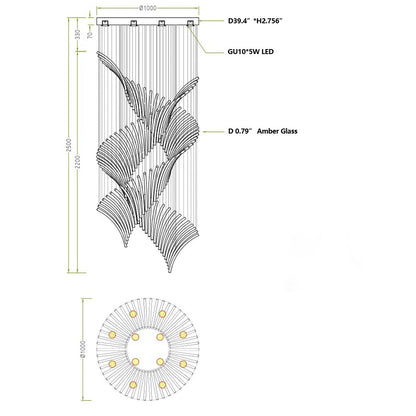 European Style Spiral Glass Chandelier for Staircase/Foyer/Hotel/Villa