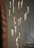 JC Gold/Black Long Hanging LED Chandelier for Staircase, Hallway, Lobby, Loft image | luxury lighting | home decor