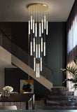 JC Gold/Black Long Hanging LED Chandelier for Staircase, Hallway, Lobby, Loft image | luxury lighting | home decor