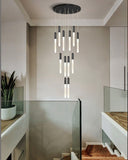 JC Gold/Black Long Hanging LED Chandelier for Staircase, Hallway, Lobby, Loft image | luxury lighting | home decor