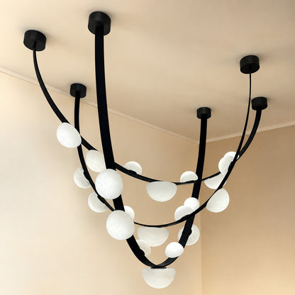 Dew Drops Alabaster LED Chandelier – Black White Warm Light