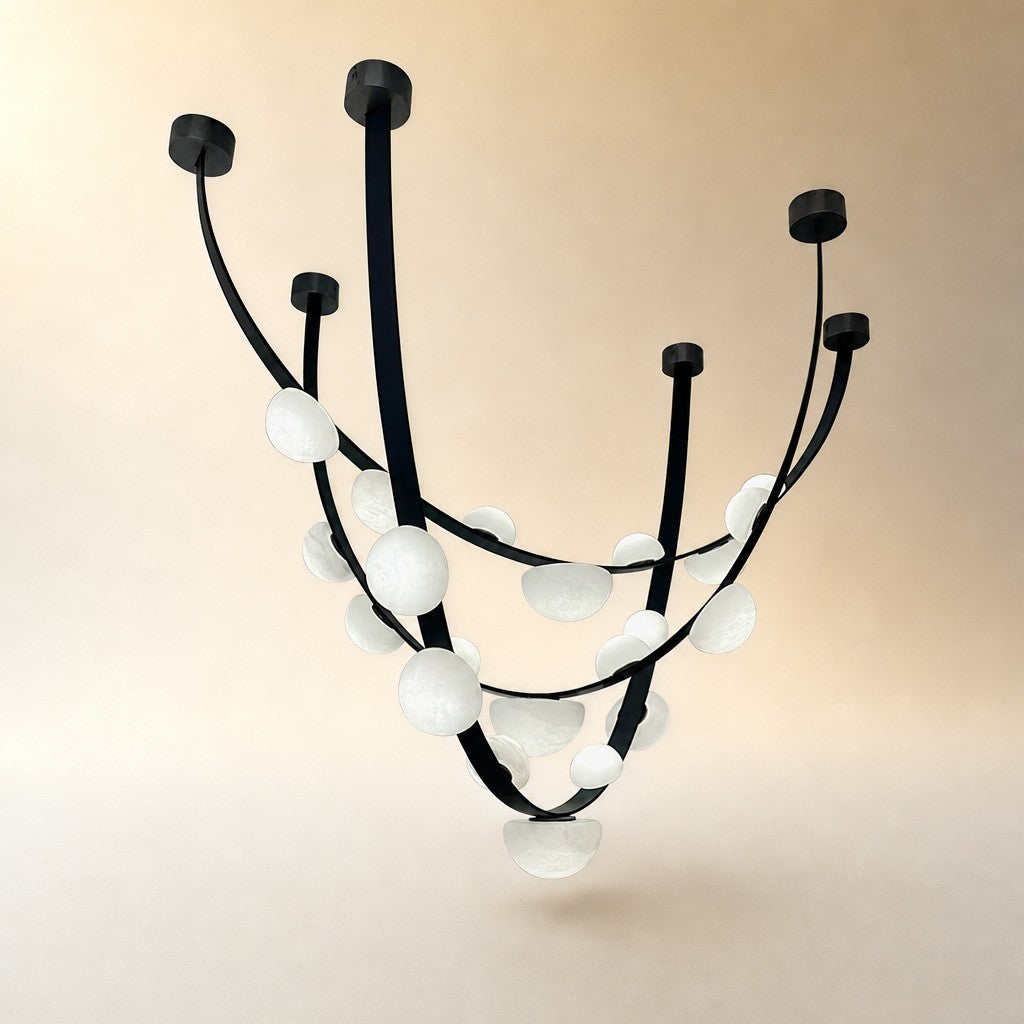 Dew Drops Alabaster LED Chandelier – Black White Warm Light