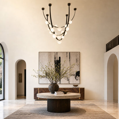 Dew Drops Alabaster LED Chandelier – Black White Warm Light