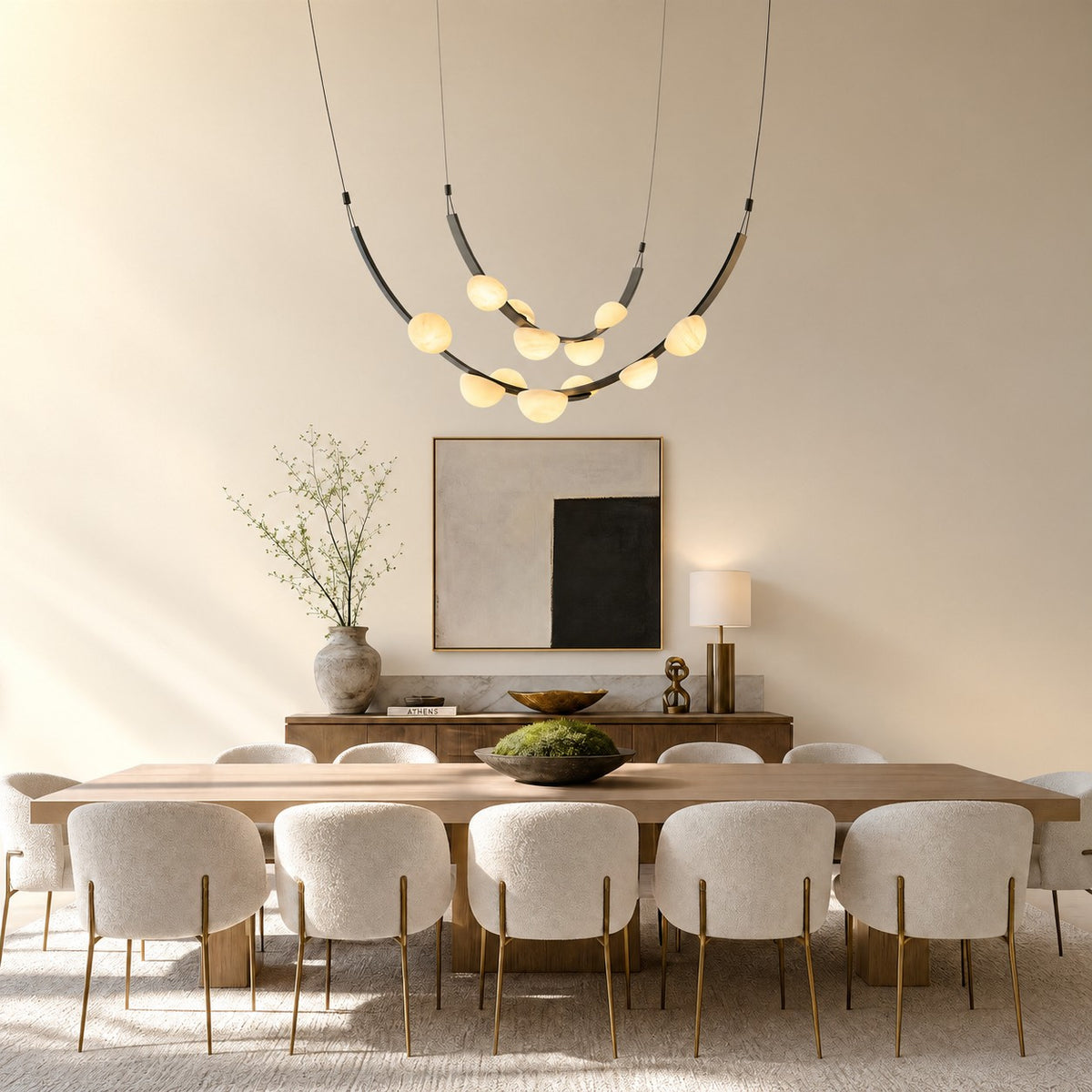 Dew Drops Alabaster LED Chandelier – Black White Warm Light