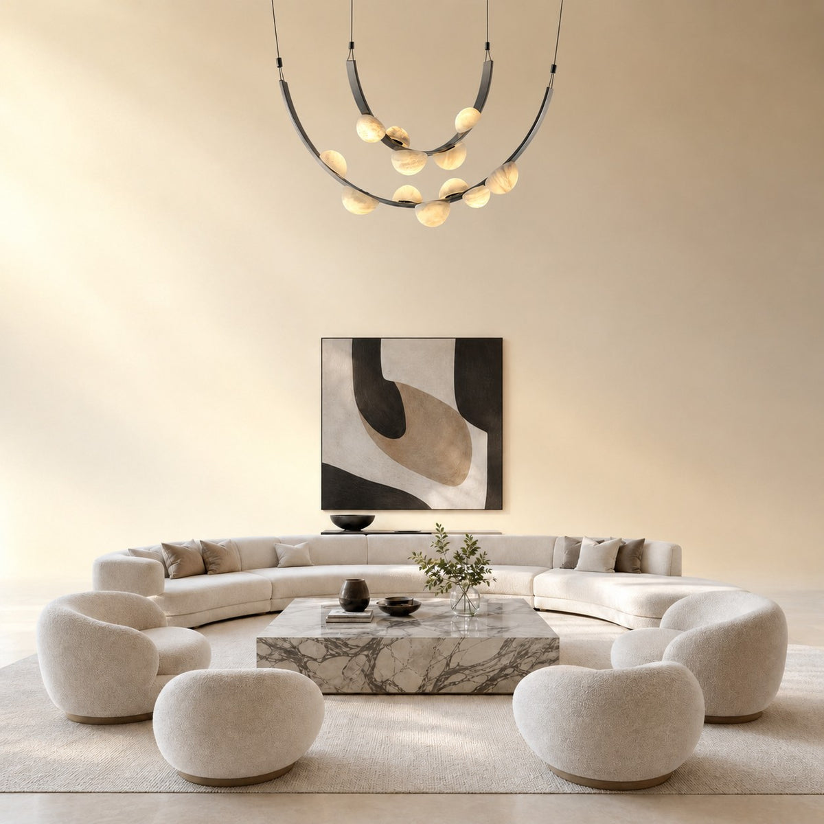 Dew Drops Alabaster LED Chandelier – Black White Warm Light