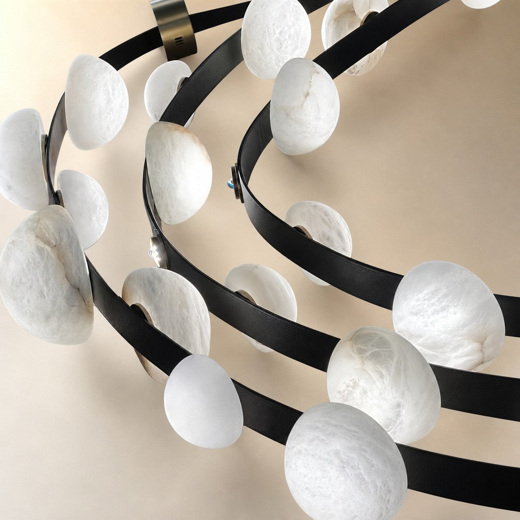 Dew Drops Alabaster LED Chandelier – Black White Warm Light
