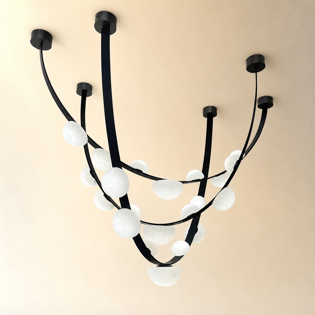 Dew Drops Alabaster LED Chandelier – Black White Warm Light