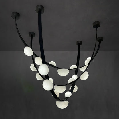 Dew Drops Alabaster LED Chandelier – Black White Warm Light