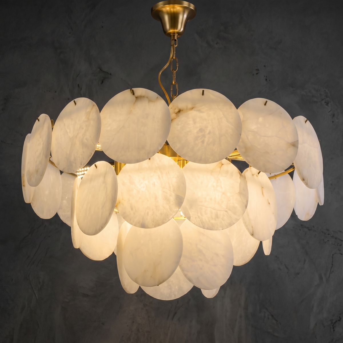 Loria Modern Alabaster Round Chandelier