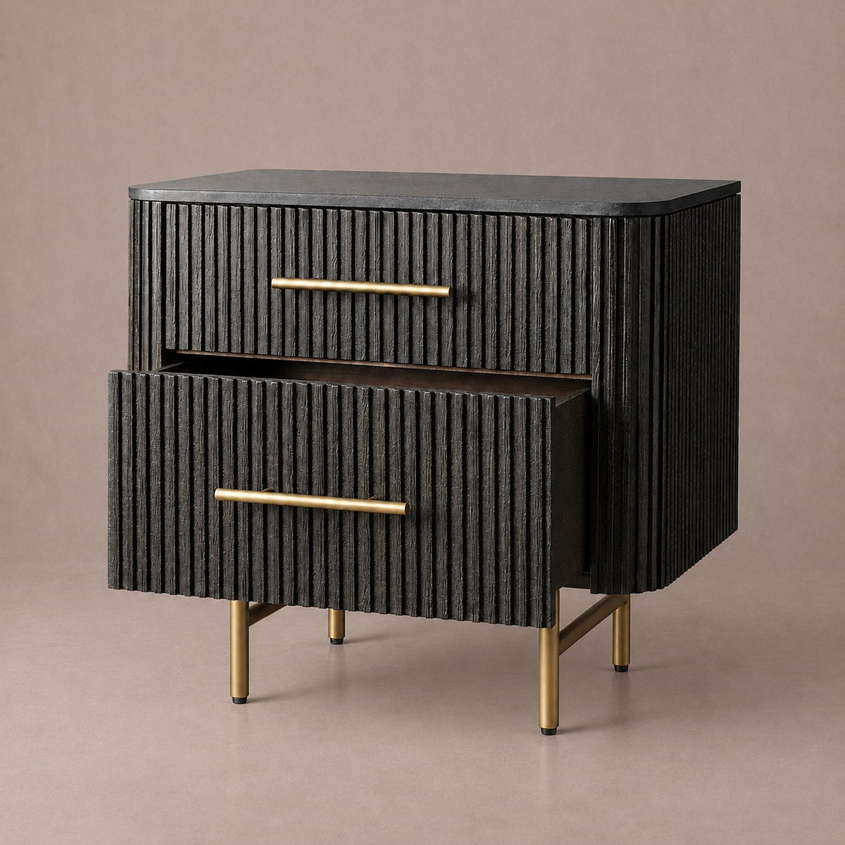 Double Drawer Bedside Chest with Stone Top