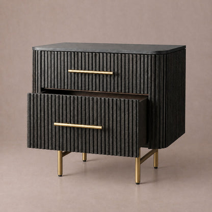 Double Drawer Bedside Chest with Stone Top