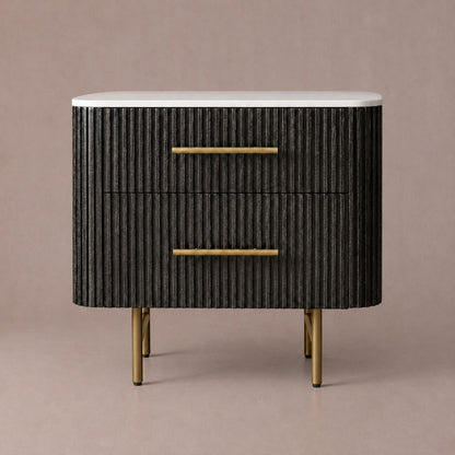 Double Drawer Bedside Chest with Stone Top