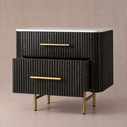 Double Drawer Bedside Chest with Stone Top