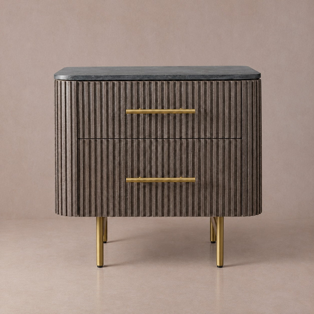 Double Drawer Bedside Chest with Stone Top