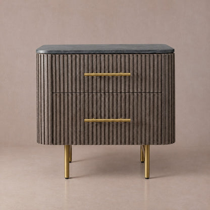 Double Drawer Bedside Chest with Stone Top
