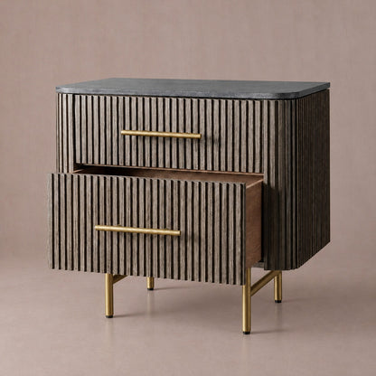Double Drawer Bedside Chest with Stone Top
