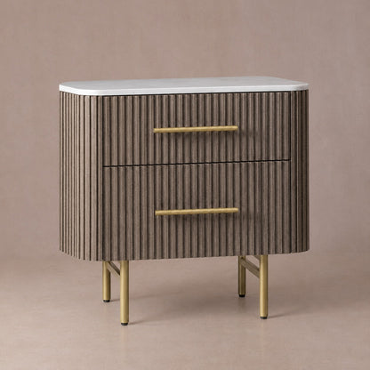 Double Drawer Bedside Chest with Stone Top