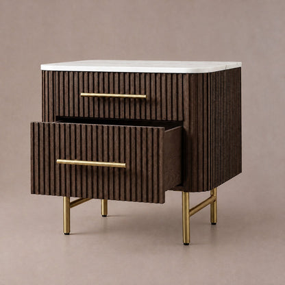 Double Drawer Bedside Chest with Stone Top