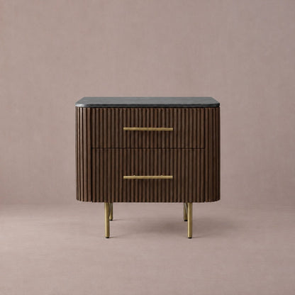 Double Drawer Bedside Chest with Stone Top