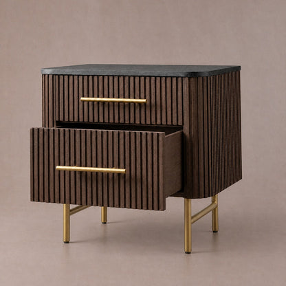 Double Drawer Bedside Chest with Stone Top