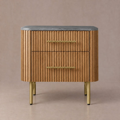 Double Drawer Bedside Chest with Stone Top