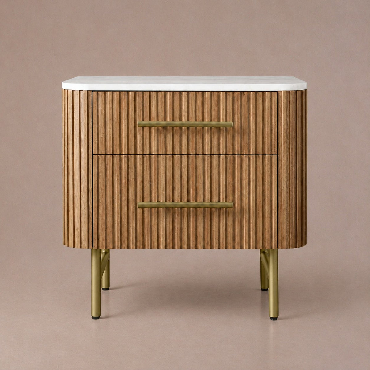 Double Drawer Bedside Chest with Stone Top
