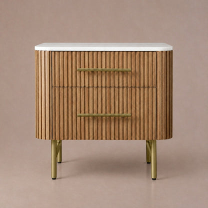Double Drawer Bedside Chest with Stone Top