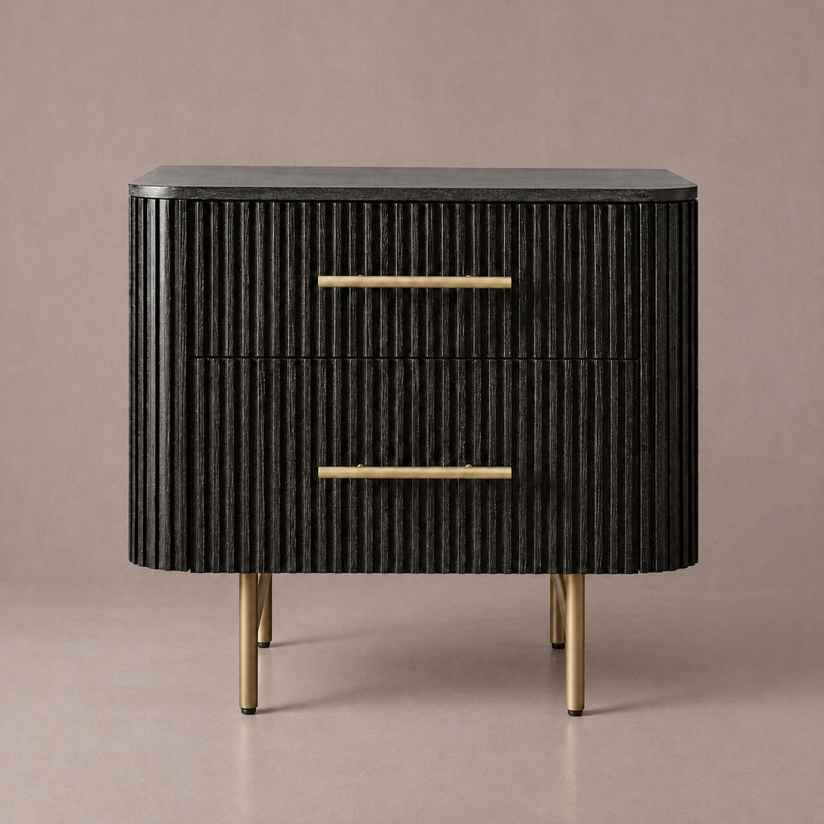 Double Drawer Bedside Chest with Stone Top