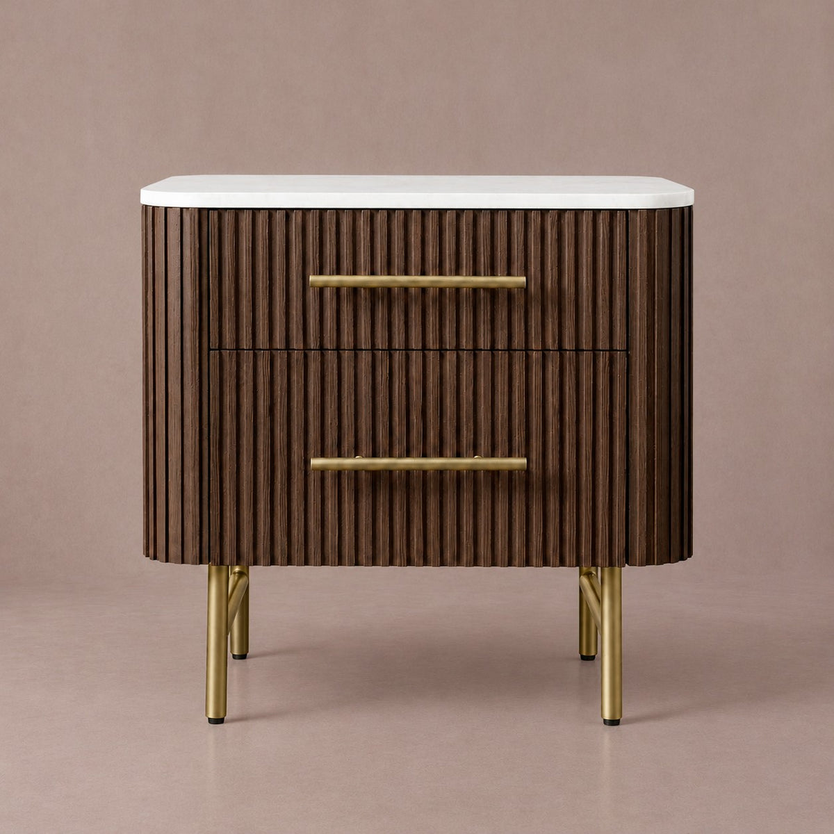 Double Drawer Bedside Chest with Stone Top