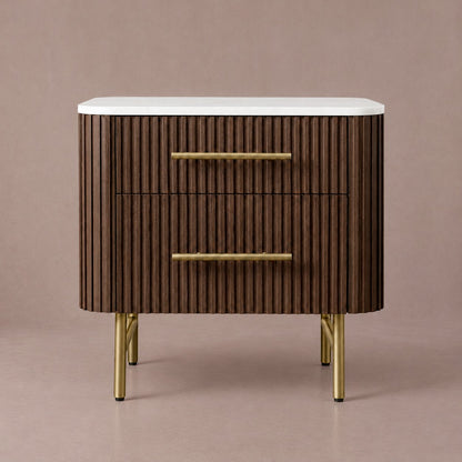 Double Drawer Bedside Chest with Stone Top