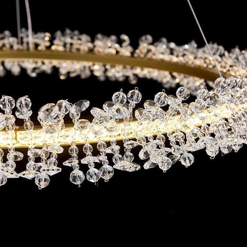 3 Size Ring Crystal Golden Round Chandelier