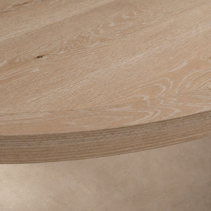 Round Oak Extension Dining Table with Leaves