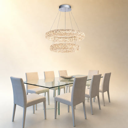 Elmior Halo Crystal Chandelier 31.5"